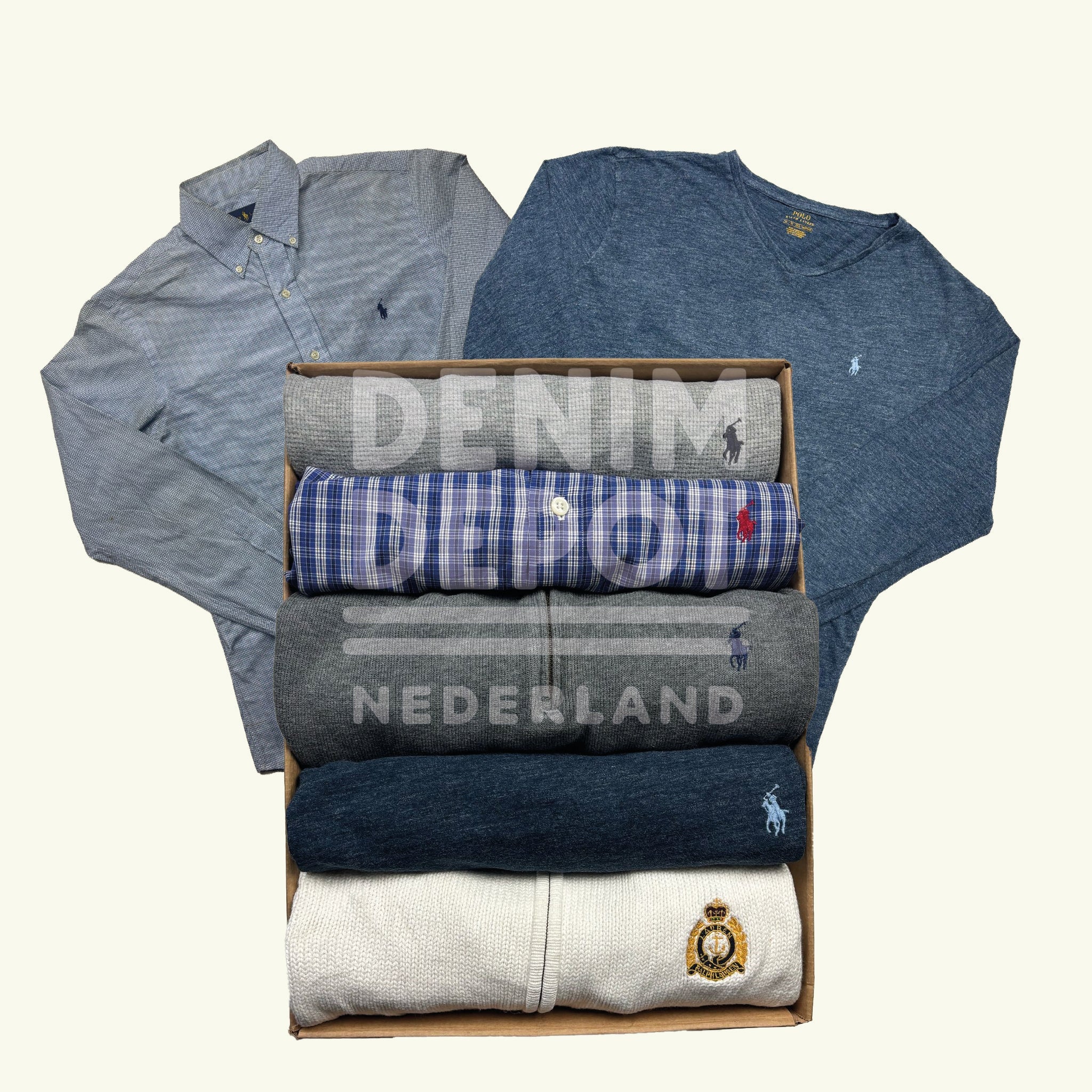 NIEUW — 10x Grade B/C Ralph Lauren Mixed Box | Branded Vintage Box | Denim Depot